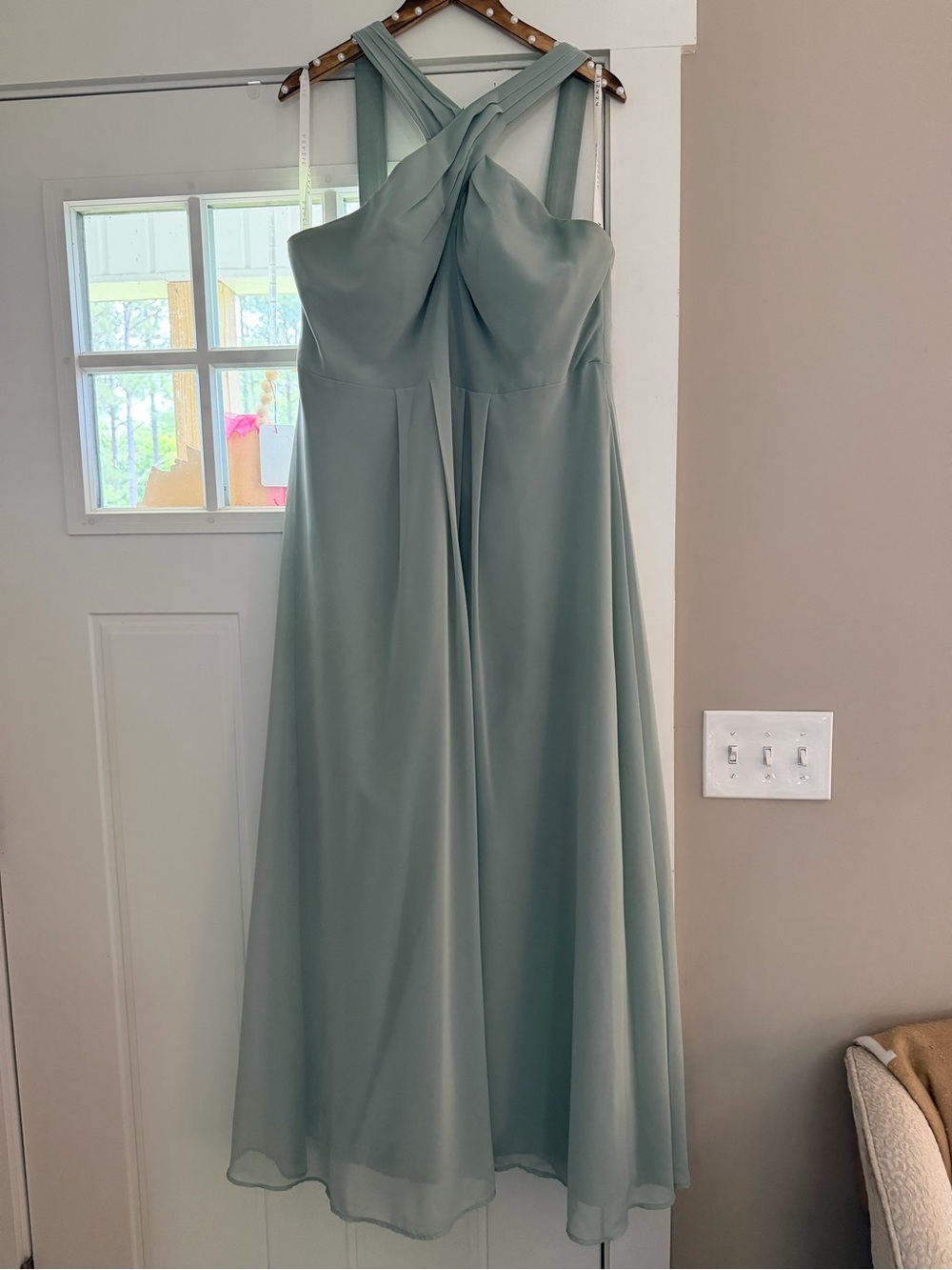 Azazie Mint Green Criss Cross Maxi Dress